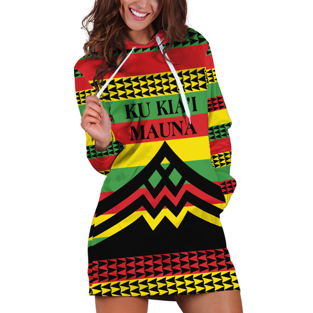 Hawaii Ku Kia'i Mauna Personalized Hoodie Dress Hawaiian Kanaka Maoli Motif