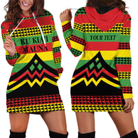 Hawaii Ku Kia'i Mauna Personalized Hoodie Dress Hawaiian Kanaka Maoli Motif