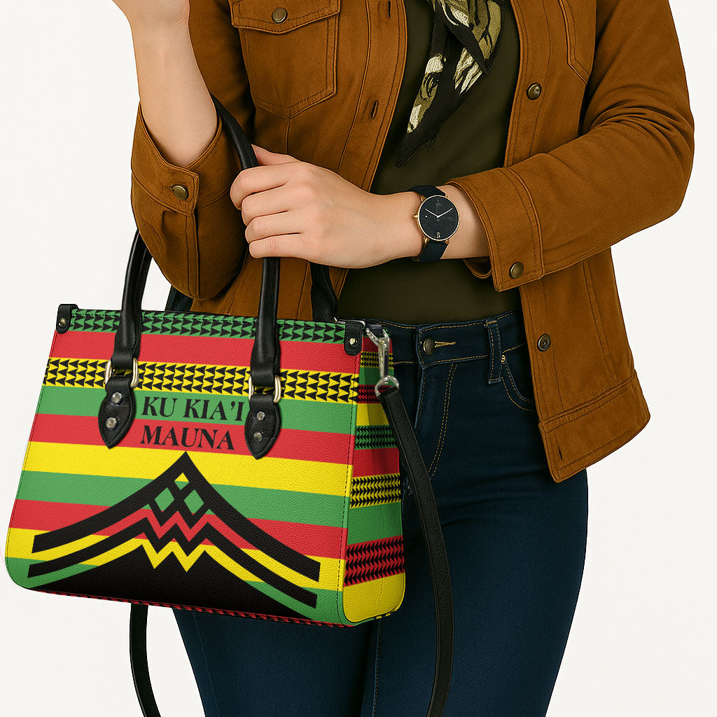 Hawaii Ku Kia'i Mauna Leather Bag Hawaiian Kanaka Maoli Motif