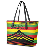 Hawaii Ku Kia'i Mauna Leather Tote Bag Hawaiian Kanaka Maoli Motif