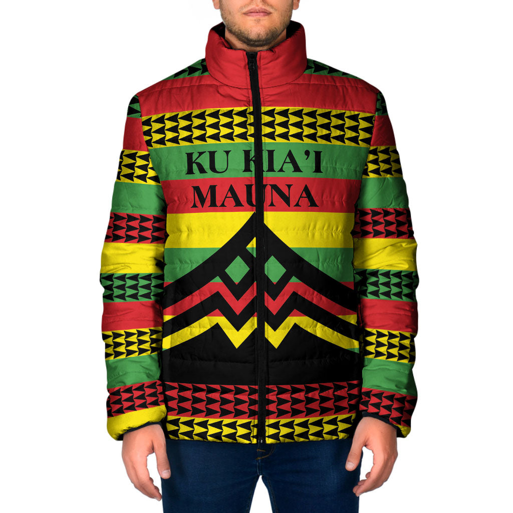 Hawaii Ku Kia'i Mauna Personalized Padded Jacket Hawaiian Kanaka Maoli Motif LT9 Men Green - Polynesian Pride