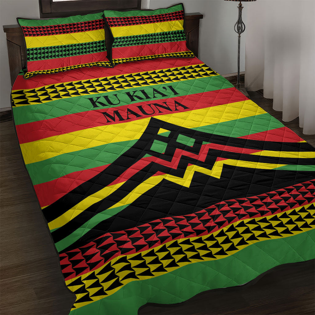 Hawaii Ku Kia'i Mauna Quilt Bed Set Hawaiian Kanaka Maoli Motif