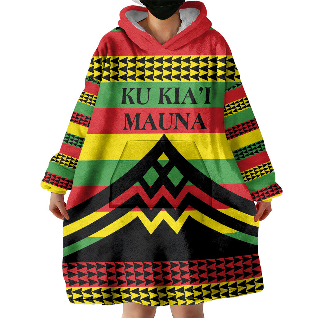 Hawaii Ku Kia'i Mauna Personalized Wearable Blanket Hoodie Hawaiian Kanaka Maoli Motif