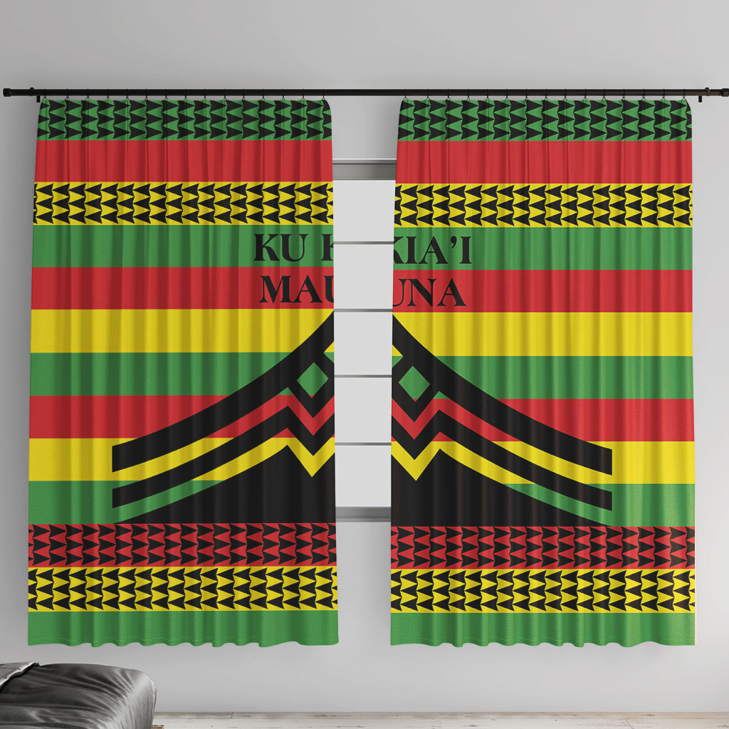 Hawaii Ku Kia'i Mauna Window Curtain Hawaiian Kanaka Maoli Motif LT9 With Hooks Green - Polynesian Pride