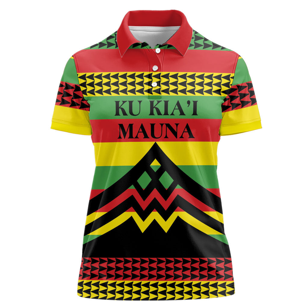 Hawaii Ku Kia'i Mauna Personalized Women Polo Shirt Hawaiian Kanaka Maoli Motif LT9 Female Green - Polynesian Pride