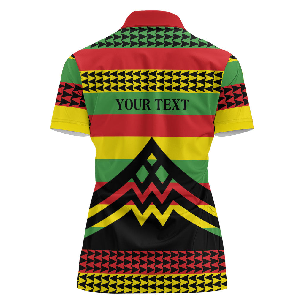 Hawaii Ku Kia'i Mauna Personalized Women Polo Shirt Hawaiian Kanaka Maoli Motif