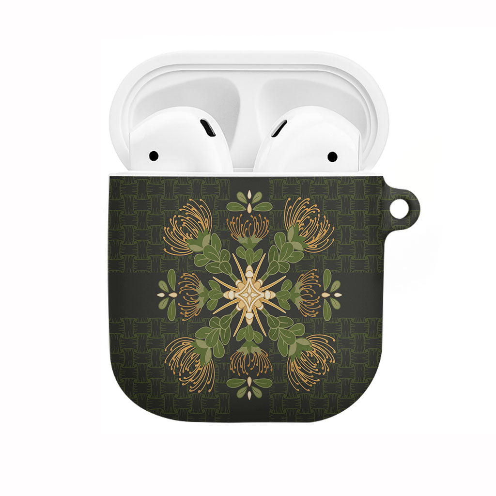 Hawaii Ohia Lehua Squares AirPods Case Hawaiian Quilt Inspired Floral Pattern