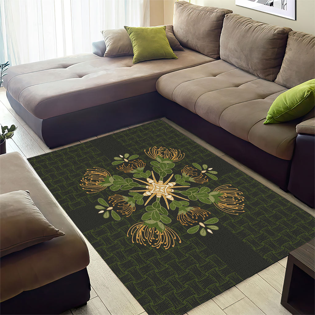Hawaii Ohia Lehua Squares Area Rug Hawaiian Quilt Inspired Floral Pattern