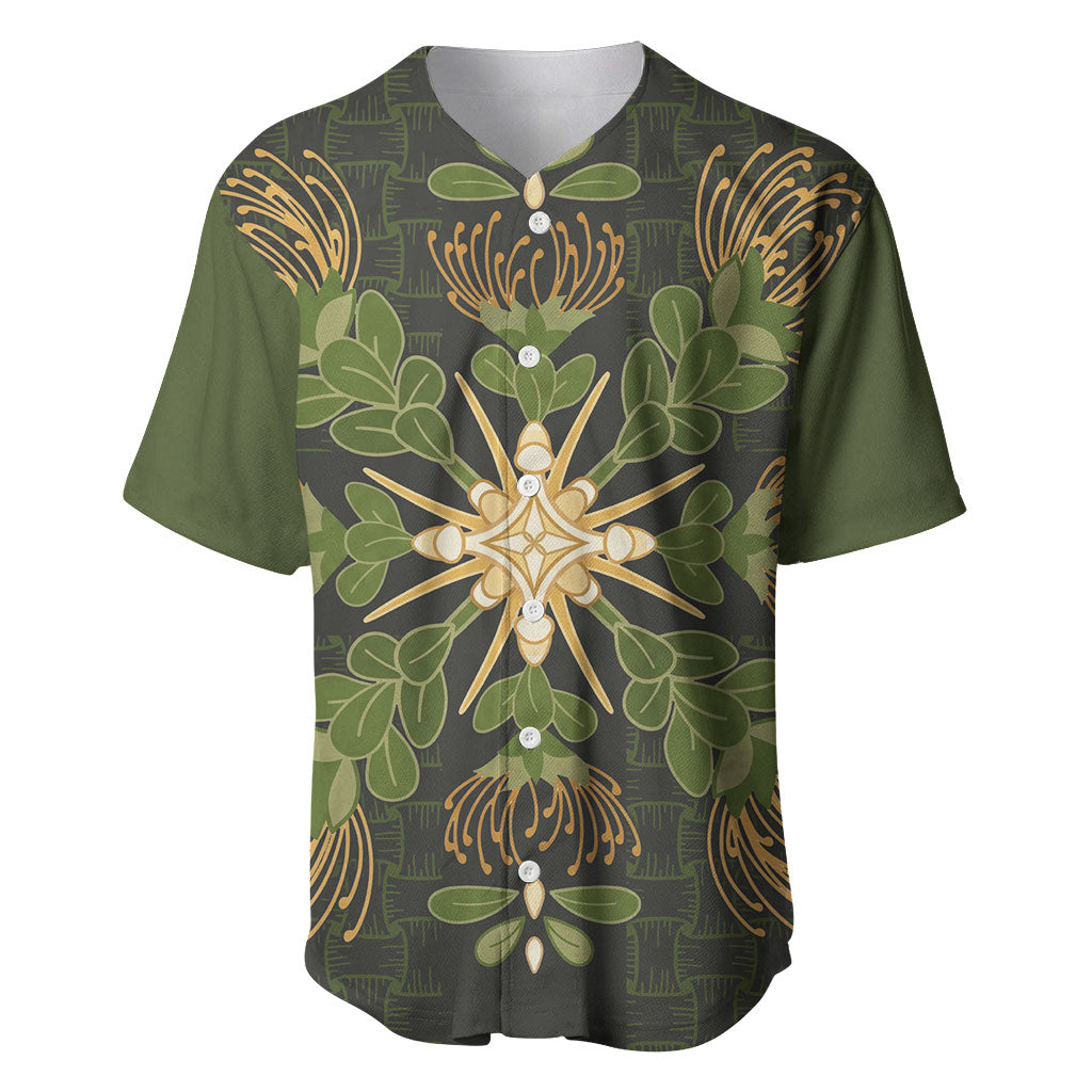 Hawaii Ohia Lehua Squares Baseball Jersey Hawaiian Quilt Inspired Floral Pattern