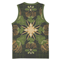 Hawaii Ohia Lehua Squares Basketball Jersey Hawaiian Quilt Inspired Floral Pattern