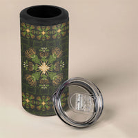 Hawaii Ohia Lehua Squares 4 in 1 Can Cooler Tumbler Hawaiian Quilt Inspired Floral Pattern