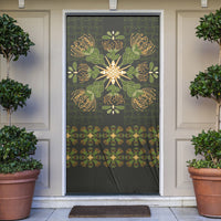 Hawaii Ohia Lehua Squares Door Cover Hawaiian Quilt Inspired Floral Pattern