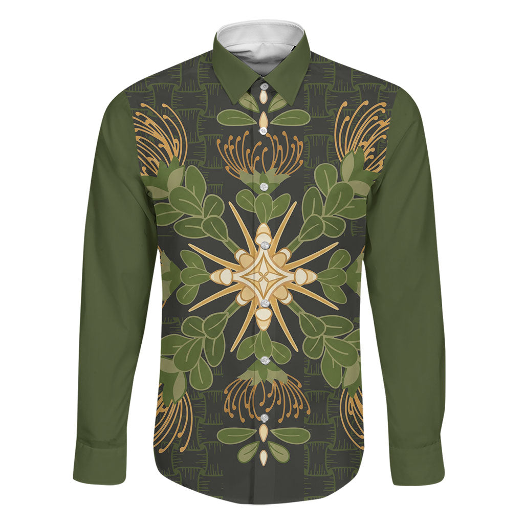 Hawaii Ohia Lehua Squares Family Matching Long Sleeve Bodycon Dress and Hawaiian Shirt Hawaiian Quilt Inspired Floral Pattern