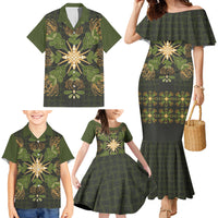 Hawaii Ohia Lehua Squares Family Matching Mermaid Dress and Hawaiian Shirt Hawaiian Quilt Inspired Floral Pattern