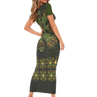 Hawaii Ohia Lehua Squares Family Matching Short Sleeve Bodycon Dress and Hawaiian Shirt Hawaiian Quilt Inspired Floral Pattern