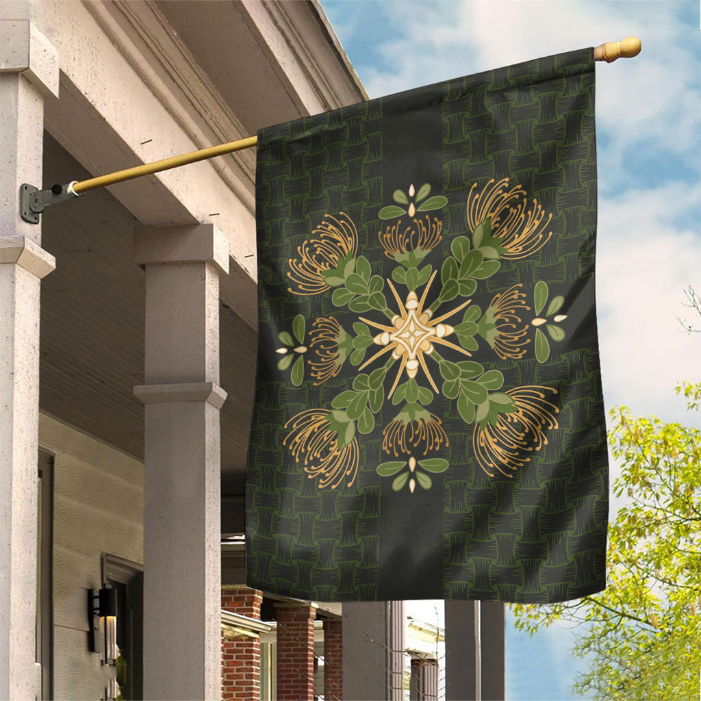 Hawaii Ohia Lehua Squares Garden Flag Hawaiian Quilt Inspired Floral Pattern LT9 House Flag Green - Polynesian Pride