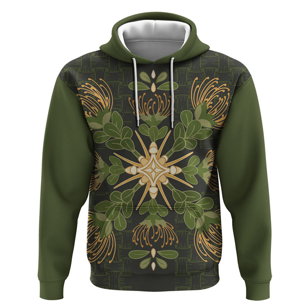 Hawaii Ohia Lehua Squares Hoodie Hawaiian Quilt Inspired Floral Pattern LT9 Pullover Hoodie Green - Polynesian Pride