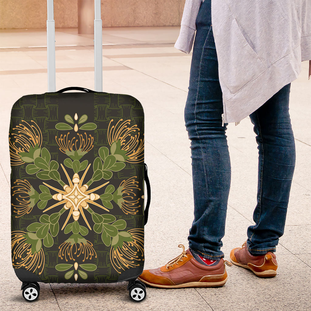 Hawaii Ohia Lehua Squares Luggage Cover Hawaiian Quilt Inspired Floral Pattern LT9 Green - Polynesian Pride