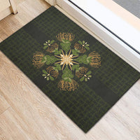 Hawaii Ohia Lehua Squares Rubber Doormat Hawaiian Quilt Inspired Floral Pattern
