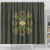 Hawaii Ohia Lehua Squares Shower Curtain Hawaiian Quilt Inspired Floral Pattern
