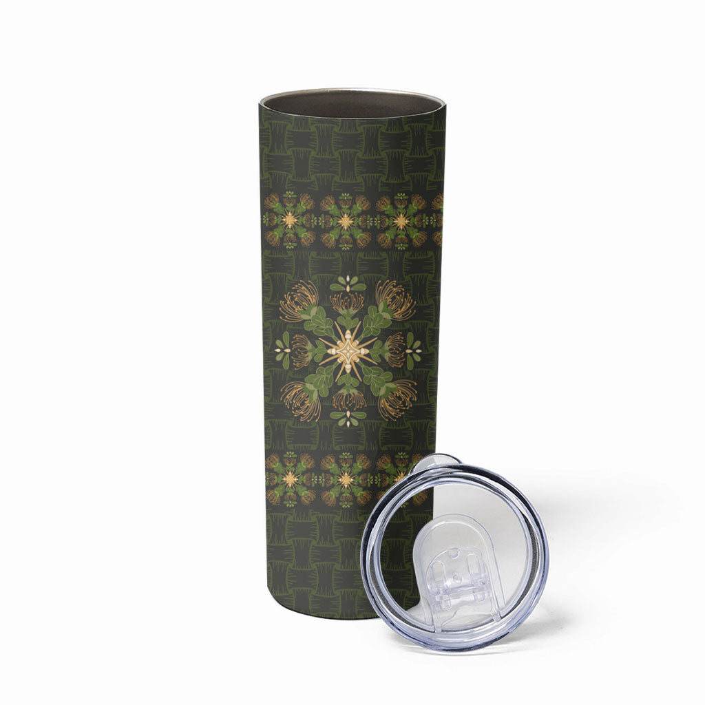 Hawaii Ohia Lehua Squares Skinny Tumbler Hawaiian Quilt Inspired Floral Pattern
