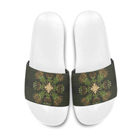 Hawaii Ohia Lehua Squares Slide Sandals Hawaiian Quilt Inspired Floral Pattern