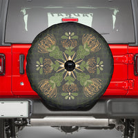 Hawaii Ohia Lehua Squares Spare Tire Cover Hawaiian Quilt Inspired Floral Pattern