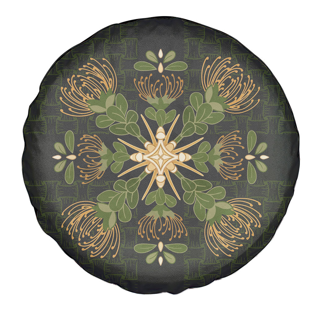 Hawaii Ohia Lehua Squares Spare Tire Cover Hawaiian Quilt Inspired Floral Pattern