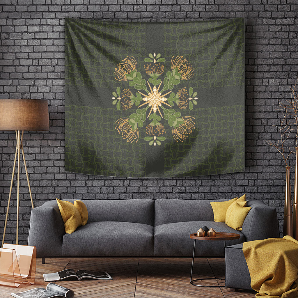 Hawaii Ohia Lehua Squares Tapestry Hawaiian Quilt Inspired Floral Pattern LT9 Green - Polynesian Pride