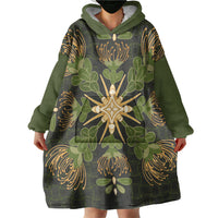 Hawaii Ohia Lehua Squares Wearable Blanket Hoodie Hawaiian Quilt Inspired Floral Pattern