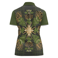 Hawaii Ohia Lehua Squares Women Polo Shirt Hawaiian Quilt Inspired Floral Pattern