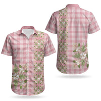 Akala Hamele Hawai'i Palaka Squares Maile Leaf Couples Matching Off Shoulder Maxi Dress and Hawaiian Shirt Flowers Hawaiian Quilt Patterns
