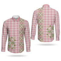 Akala Hamele Hawai'i Palaka Squares Maile Leaf Couples Matching Puletasi and Long Sleeve Button Shirt Flowers Hawaiian Quilt Patterns