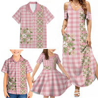Akala Hamele Hawai'i Palaka Squares Maile Leaf Family Matching Summer Maxi Dress and Hawaiian Shirt Flowers Hawaiian Quilt Patterns