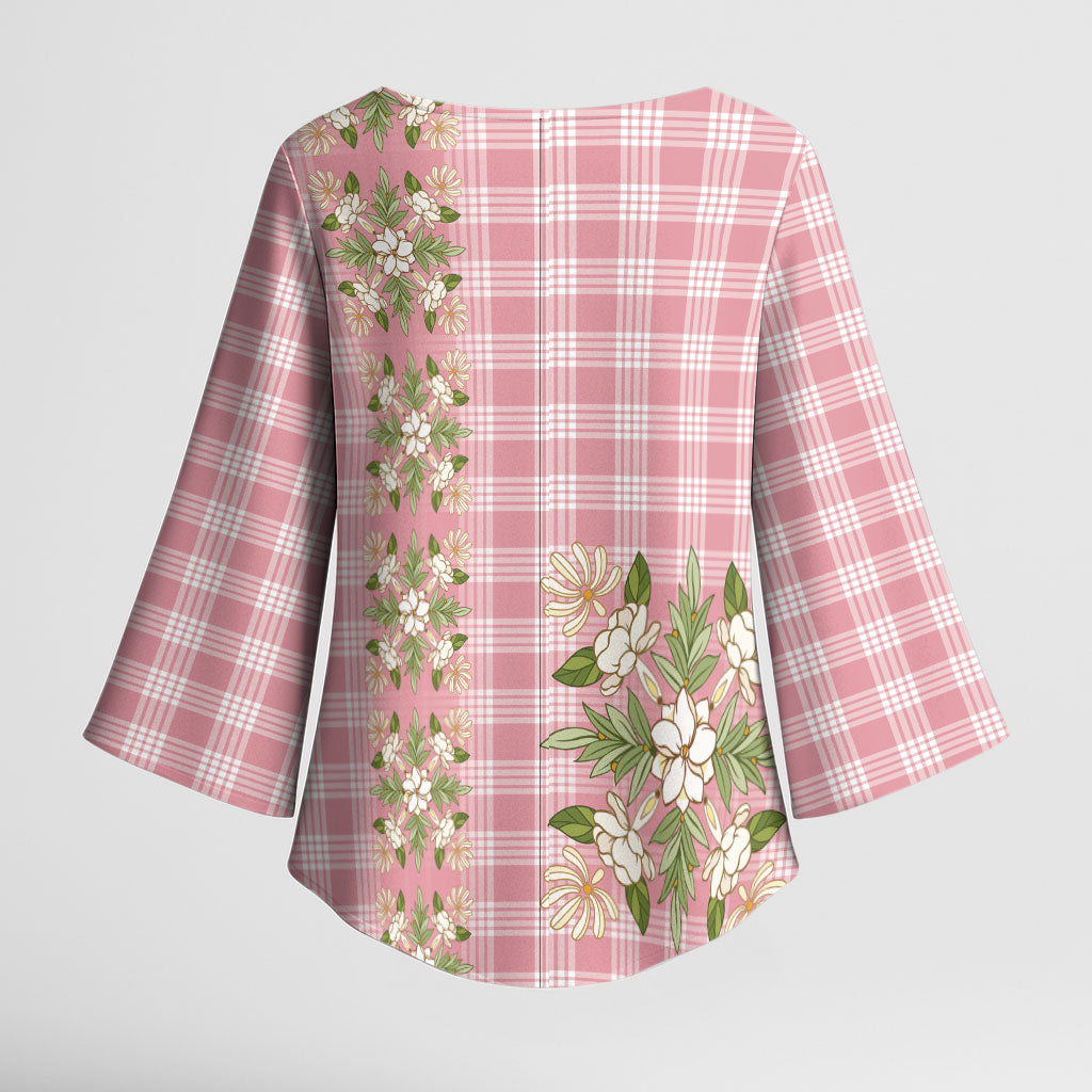 Akala Hamele Hawai'i Palaka Squares Maile Leaf Kimono Sleeve Blouse Flowers Hawaiian Quilt Patterns