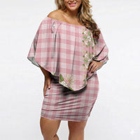 Akala Hamele Hawai'i Palaka Squares Maile Leaf Off Shoulder Short Dress Flowers Hawaiian Quilt Patterns