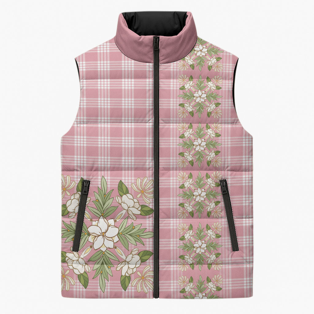 Akala Hamele Hawai'i Palaka Squares Maile Leaf Sleeveless Puffer Jacket Flowers Hawaiian Quilt Patterns