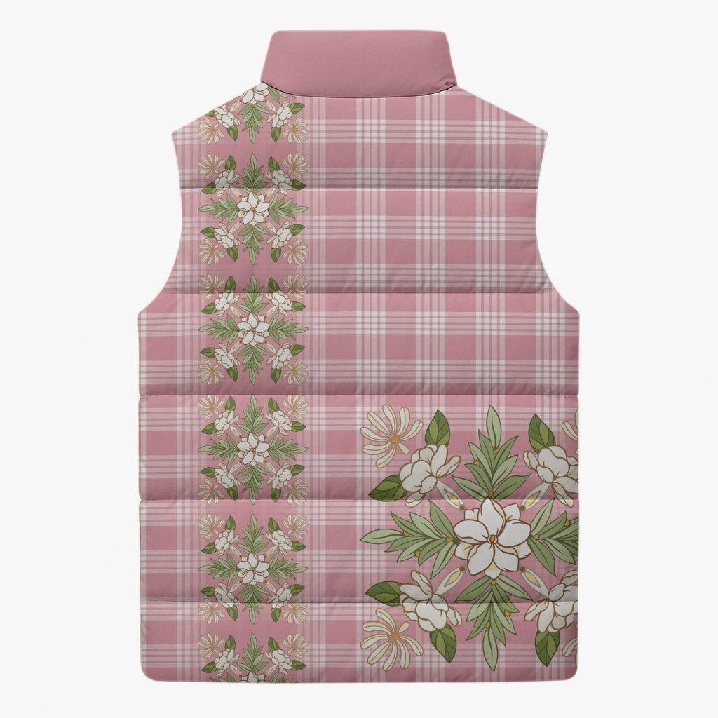 Akala Hamele Hawai'i Palaka Squares Maile Leaf Sleeveless Puffer Jacket Flowers Hawaiian Quilt Patterns