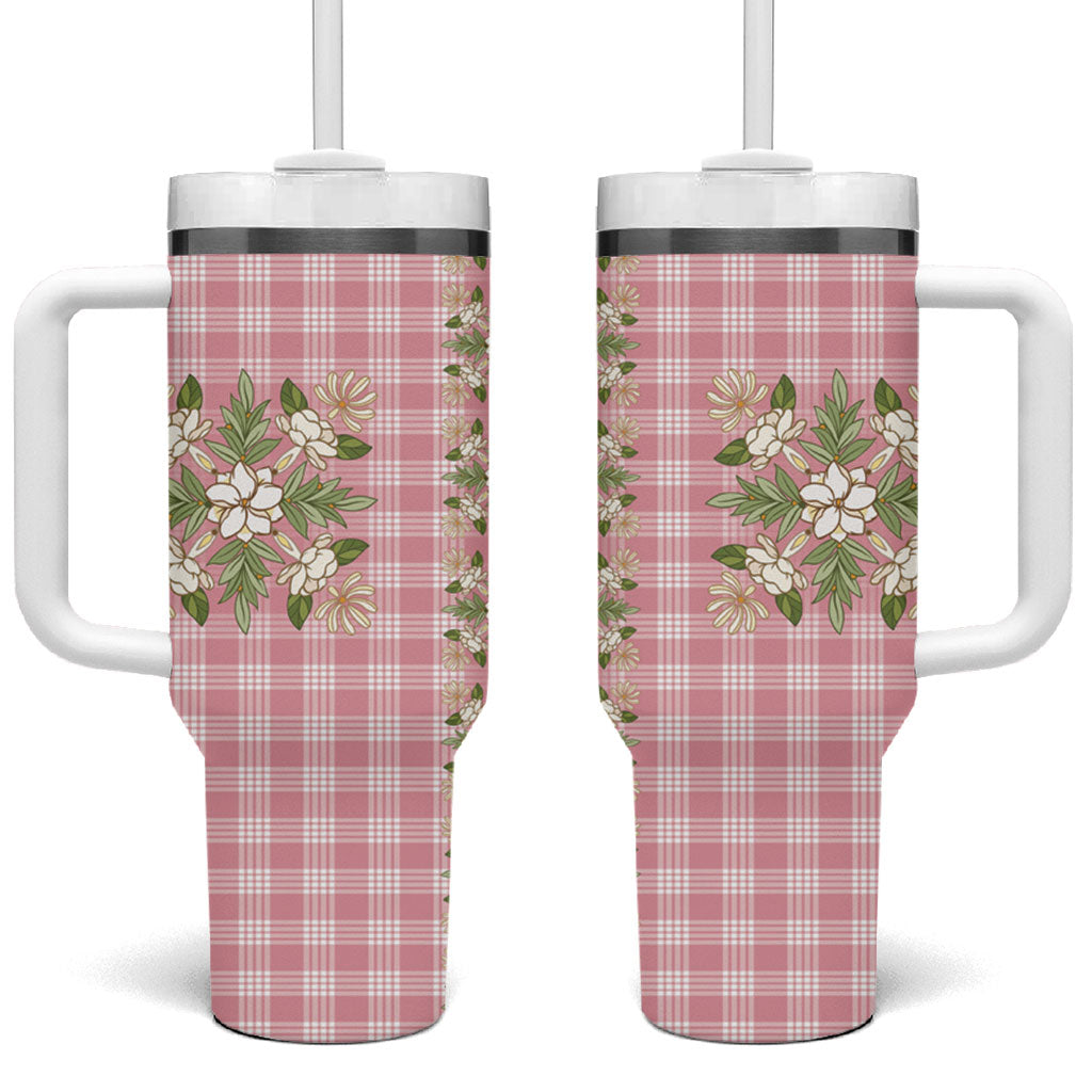 Akala Hamele Hawai'i Palaka Squares Maile Leaf Tumbler With Handle Flowers Hawaiian Quilt Patterns