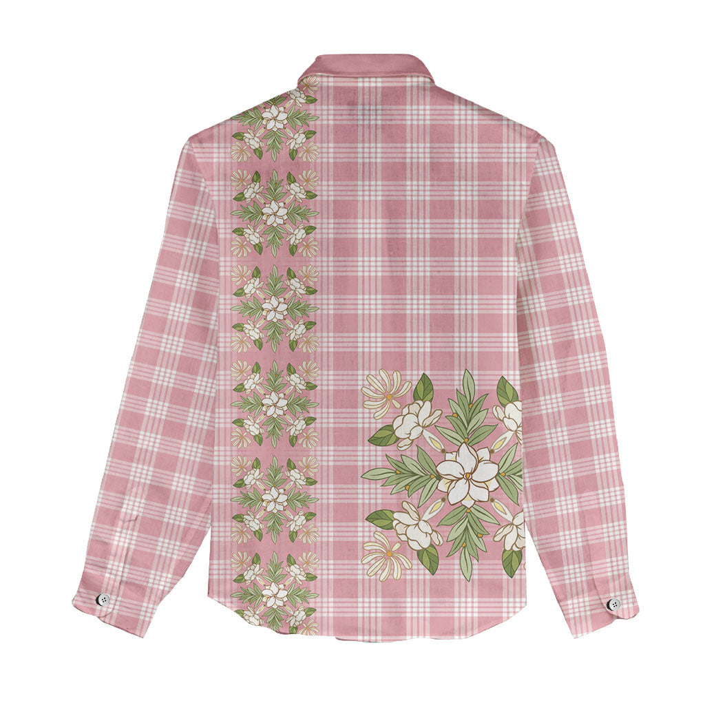 Akala Hamele Hawai'i Palaka Squares Maile Leaf Women Casual Shirt Flowers Hawaiian Quilt Patterns