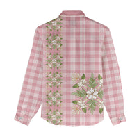 Akala Hamele Hawai'i Palaka Squares Maile Leaf Women Casual Shirt Flowers Hawaiian Quilt Patterns