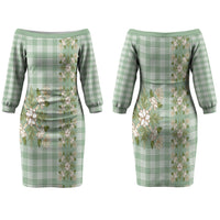 Liko Kukui Hawai'i Palaka Squares Maile Leaf Couples Matching Off The Shoulder Long Sleeve Dress and Hawaiian Shirt Flowers Hawaiian Quilt Patterns