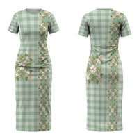 Liko Kukui Hawai'i Palaka Squares Maile Leaf Couples Matching Short Sleeve Bodycon Dress and Hawaiian Shirt Flowers Hawaiian Quilt Patterns