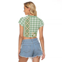 Liko Kukui Hawai'i Palaka Squares Maile Leaf Raglan Cropped T Shirt Flowers Hawaiian Quilt Patterns