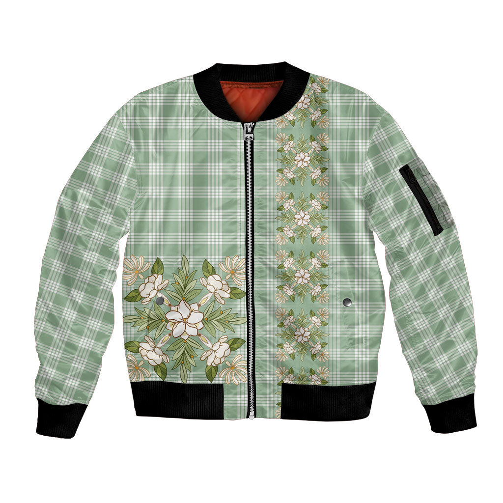 Liko Kukui Hawai'i Palaka Squares Maile Leaf Sleeve Zip Bomber Jacket Flowers Hawaiian Quilt Patterns