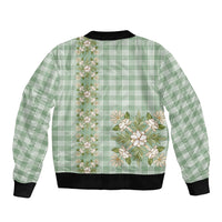 Liko Kukui Hawai'i Palaka Squares Maile Leaf Sleeve Zip Bomber Jacket Flowers Hawaiian Quilt Patterns