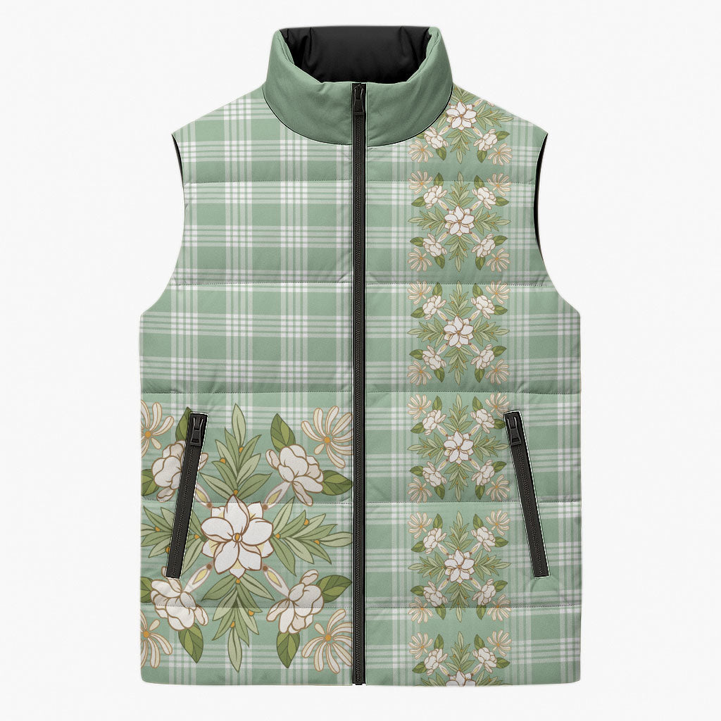 Liko Kukui Hawai'i Palaka Squares Maile Leaf Sleeveless Puffer Jacket Flowers Hawaiian Quilt Patterns