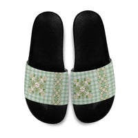 Liko Kukui Hawai'i Palaka Squares Maile Leaf Slide Sandals Flowers Hawaiian Quilt Patterns