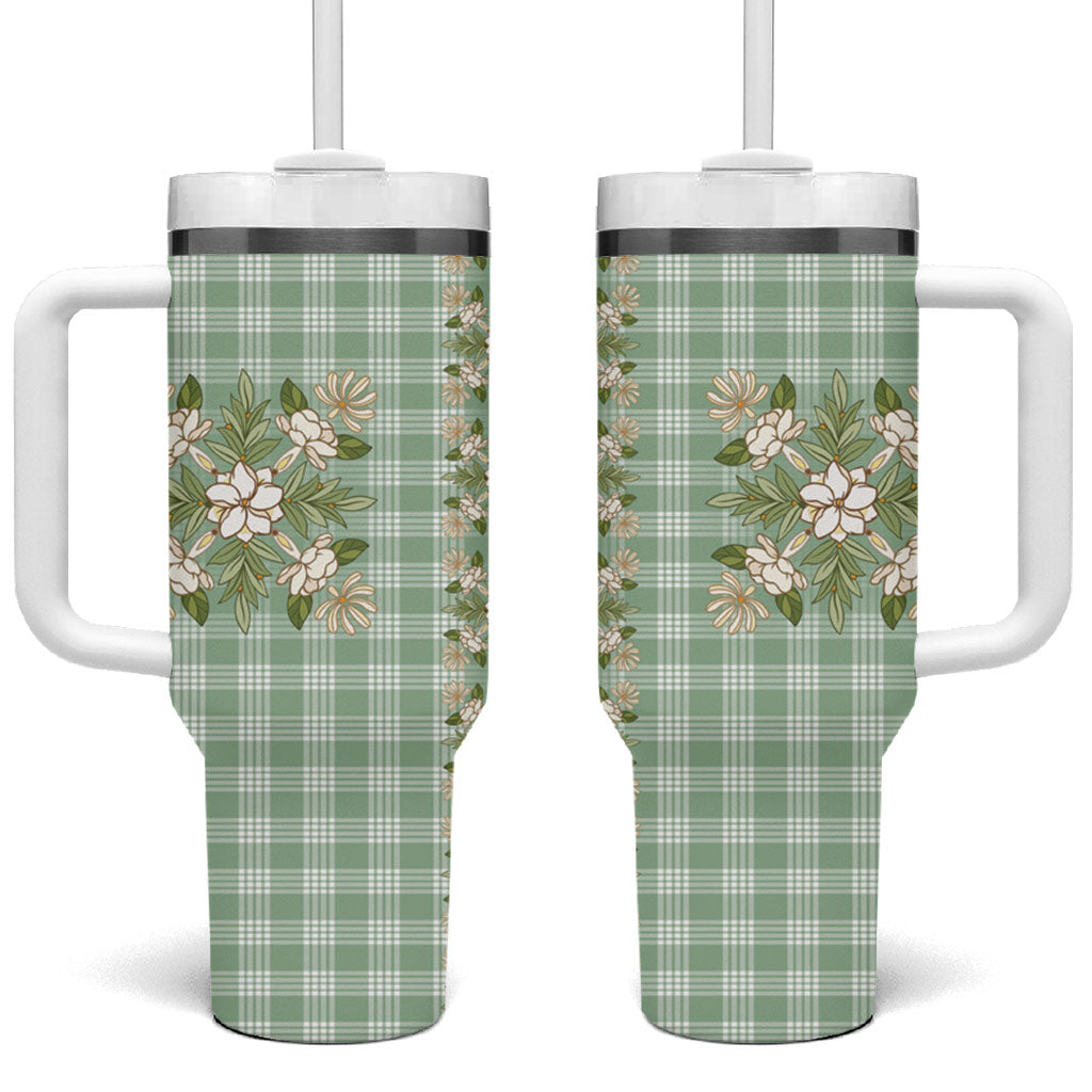 Liko Kukui Hawai'i Palaka Squares Maile Leaf Tumbler With Handle Flowers Hawaiian Quilt Patterns