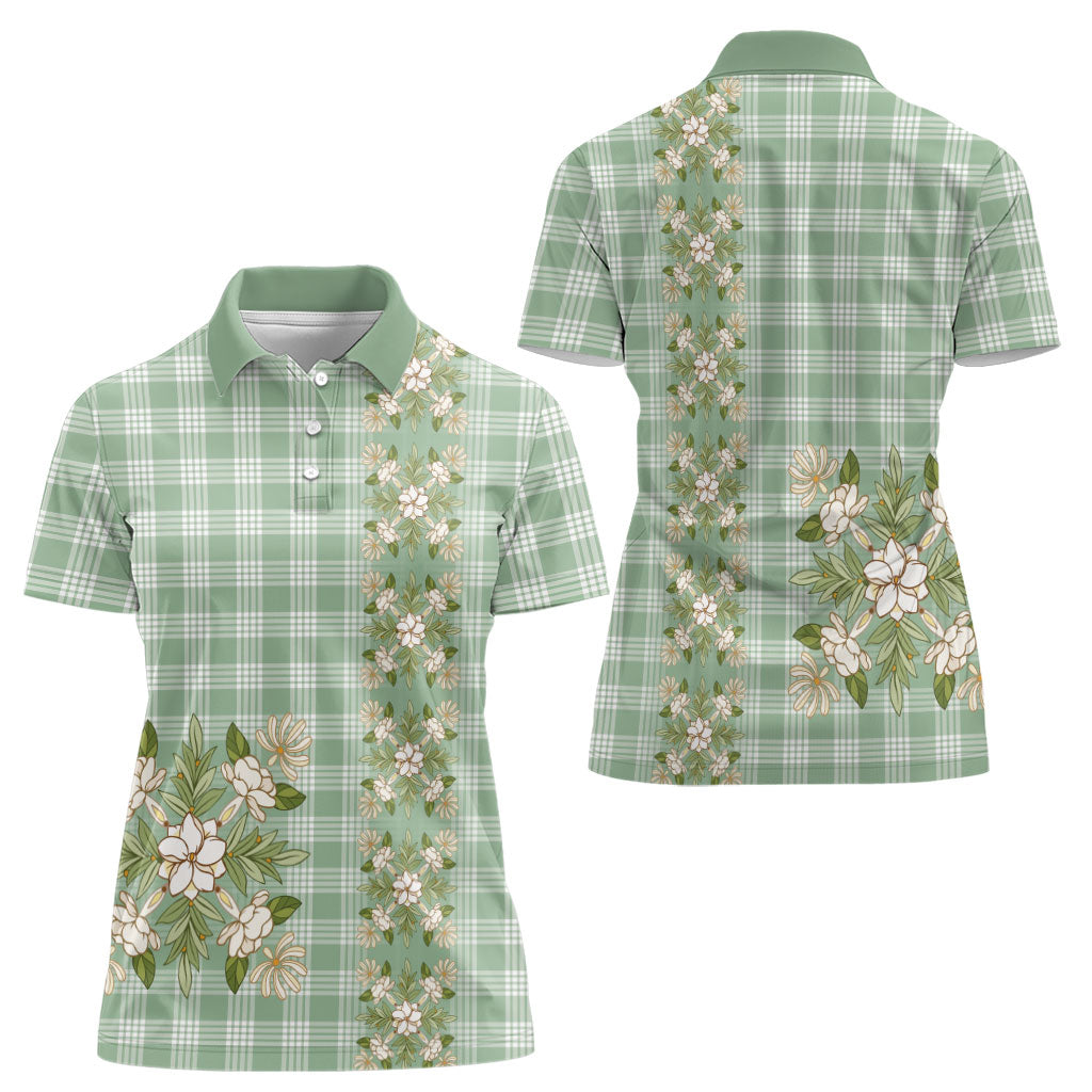 Liko Kukui Hawai'i Palaka Squares Maile Leaf Women Polo Shirt Flowers Hawaiian Quilt Patterns
